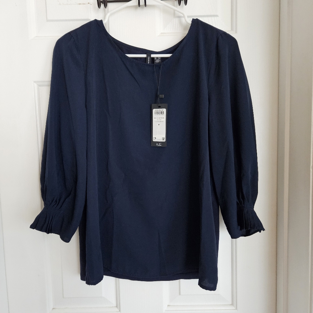 NWT - Vero Moda VMVonnie 3/4 Sleeve Top Navy - Size M